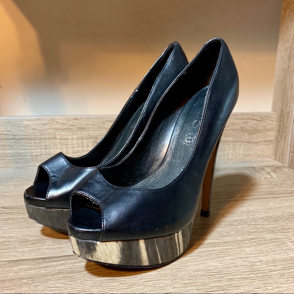 Aldo Peep Toe Black Platform Heels | Size 6 1/2